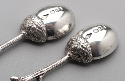 Cast Silver Arts & Crafts Acorn Spoons (Pair) - Graham Watling